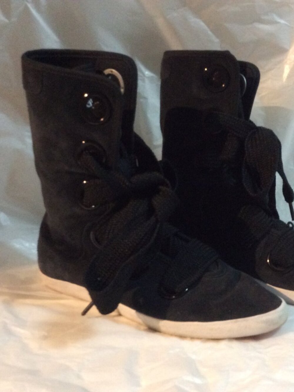 Adidas Sleek Series Black Suede High Top Boots Sneakers Size 7